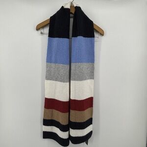 Tommy Hilfiger Scarf One Size Fits Most Striped Knit Wool Blend Winter NWT